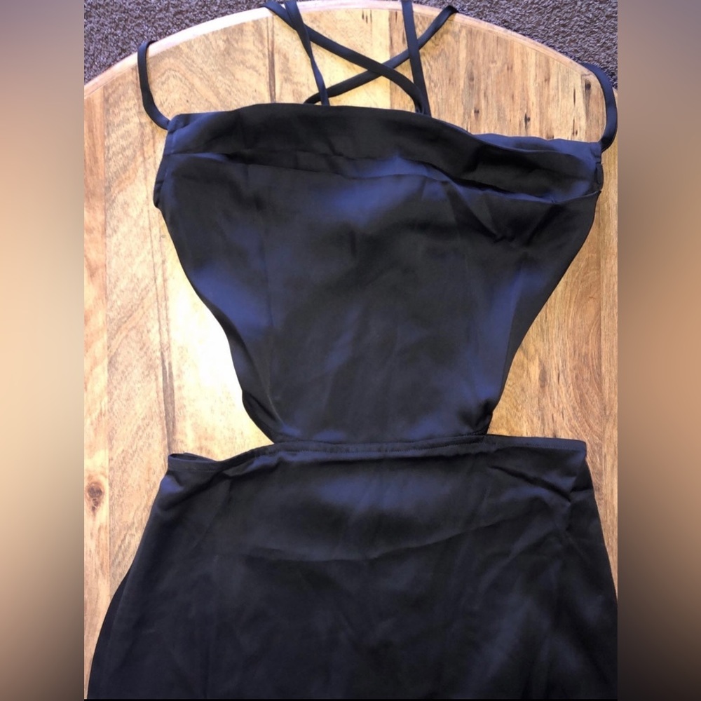 Commense Black Midi Dress with Strappy Back